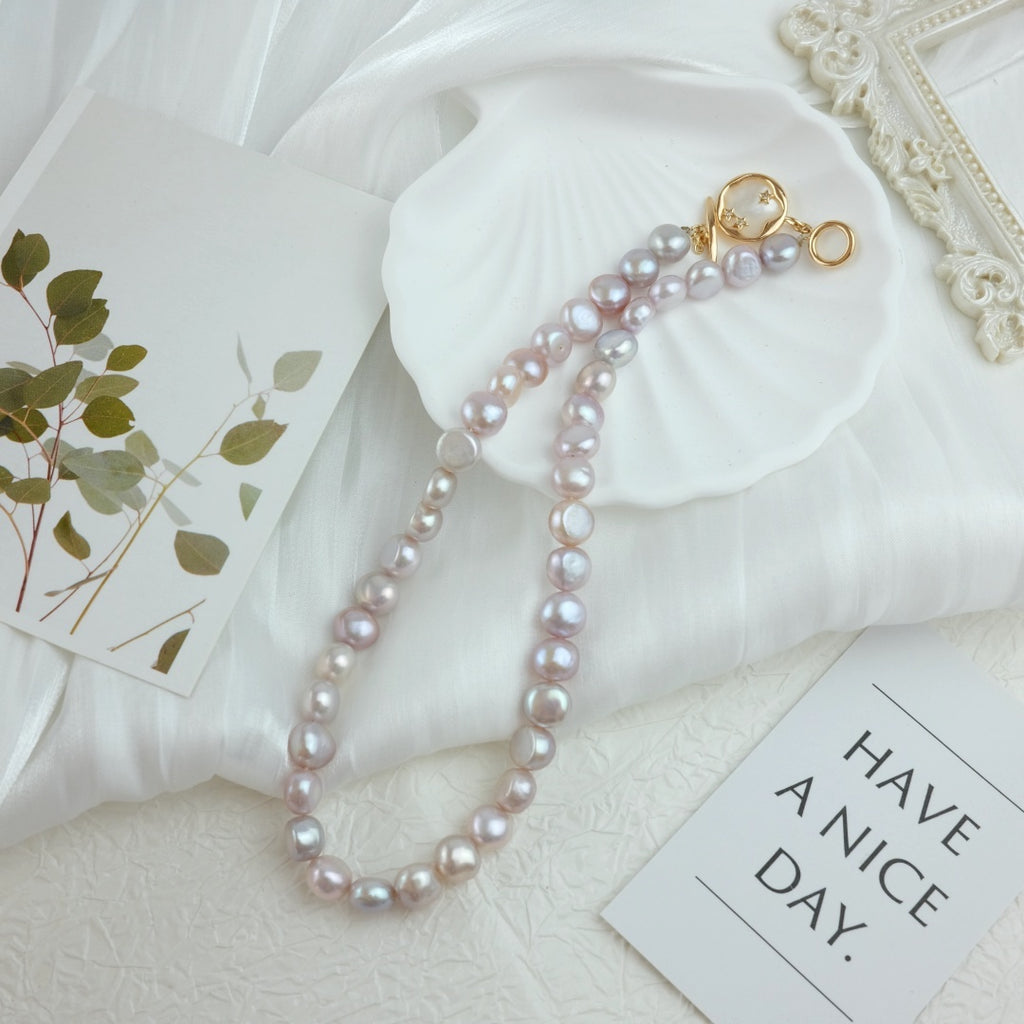 CLASSIC FRESHWATER PEARL NECKLACE SIDE FLATTED - EMMA