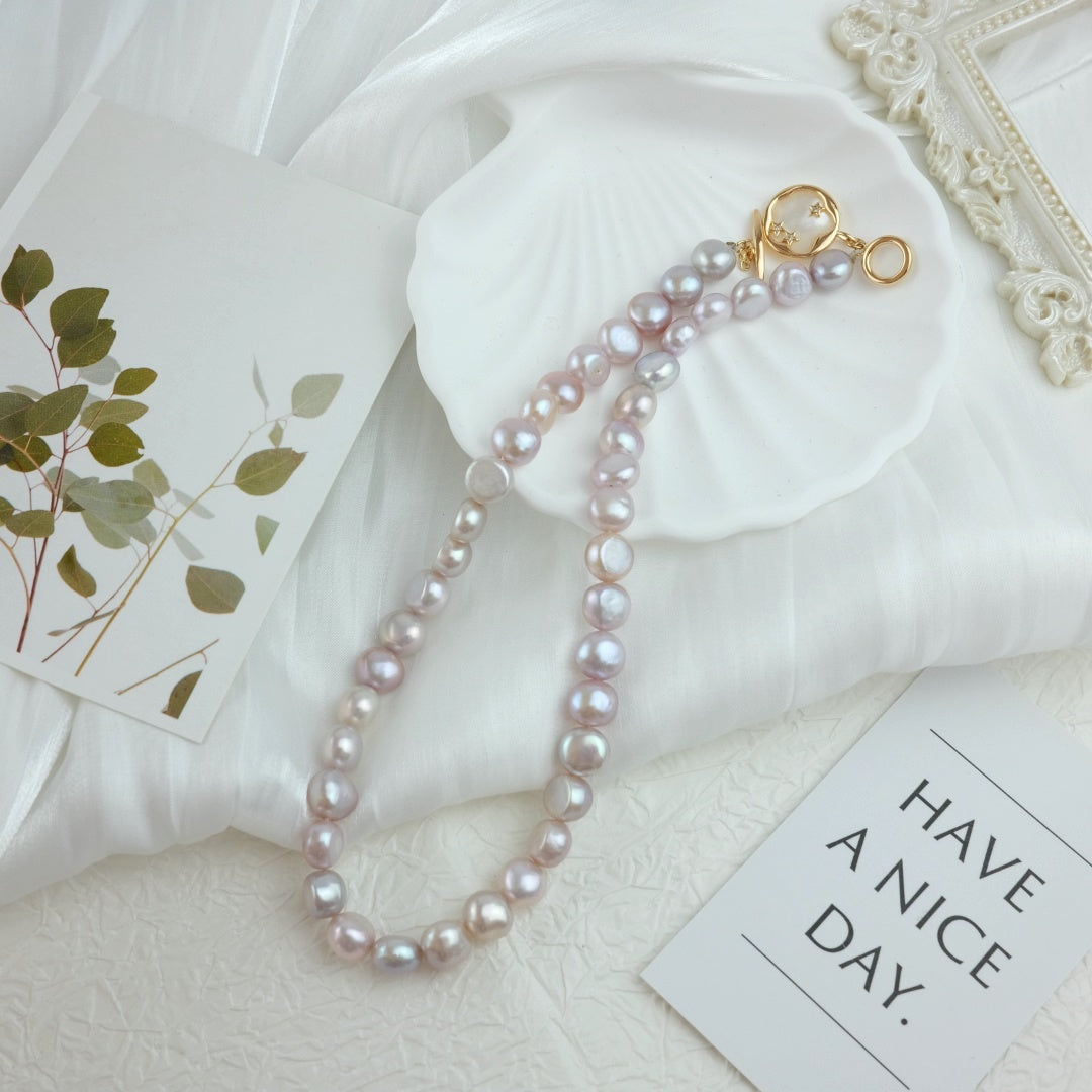 CLASSIC FRESHWATER PEARL NECKLACE SIDE FLATTED - EMMA