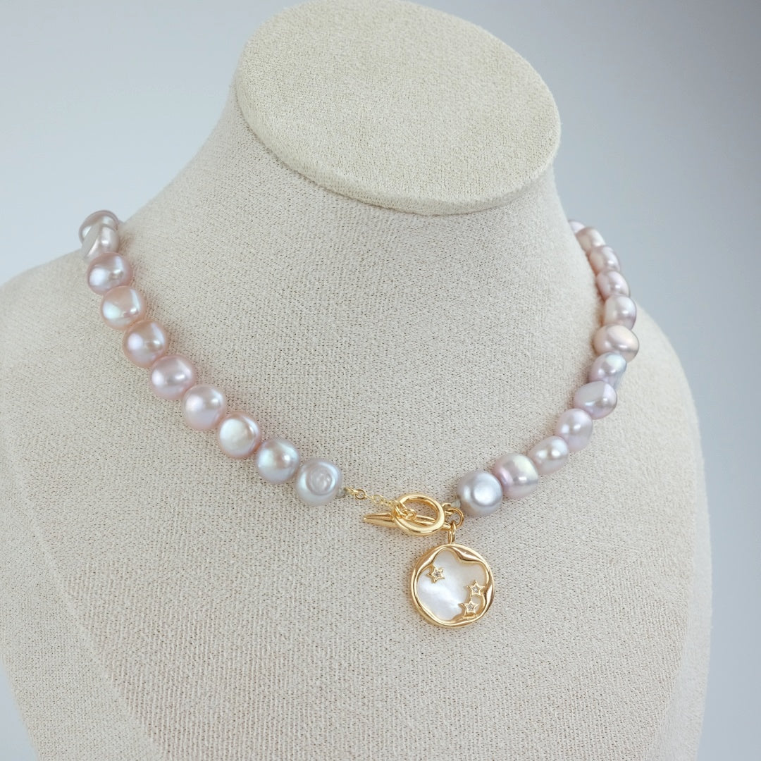 CLASSIC FRESHWATER PEARL NECKLACE SIDE FLATTED - EMMA