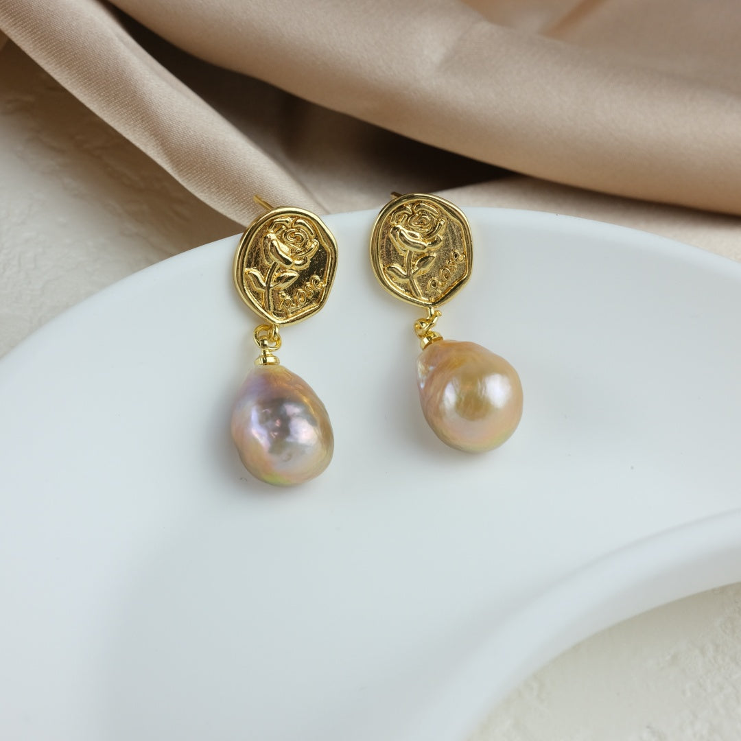 BAROQUE PEARL DROP EARRINGS - AVOCADO