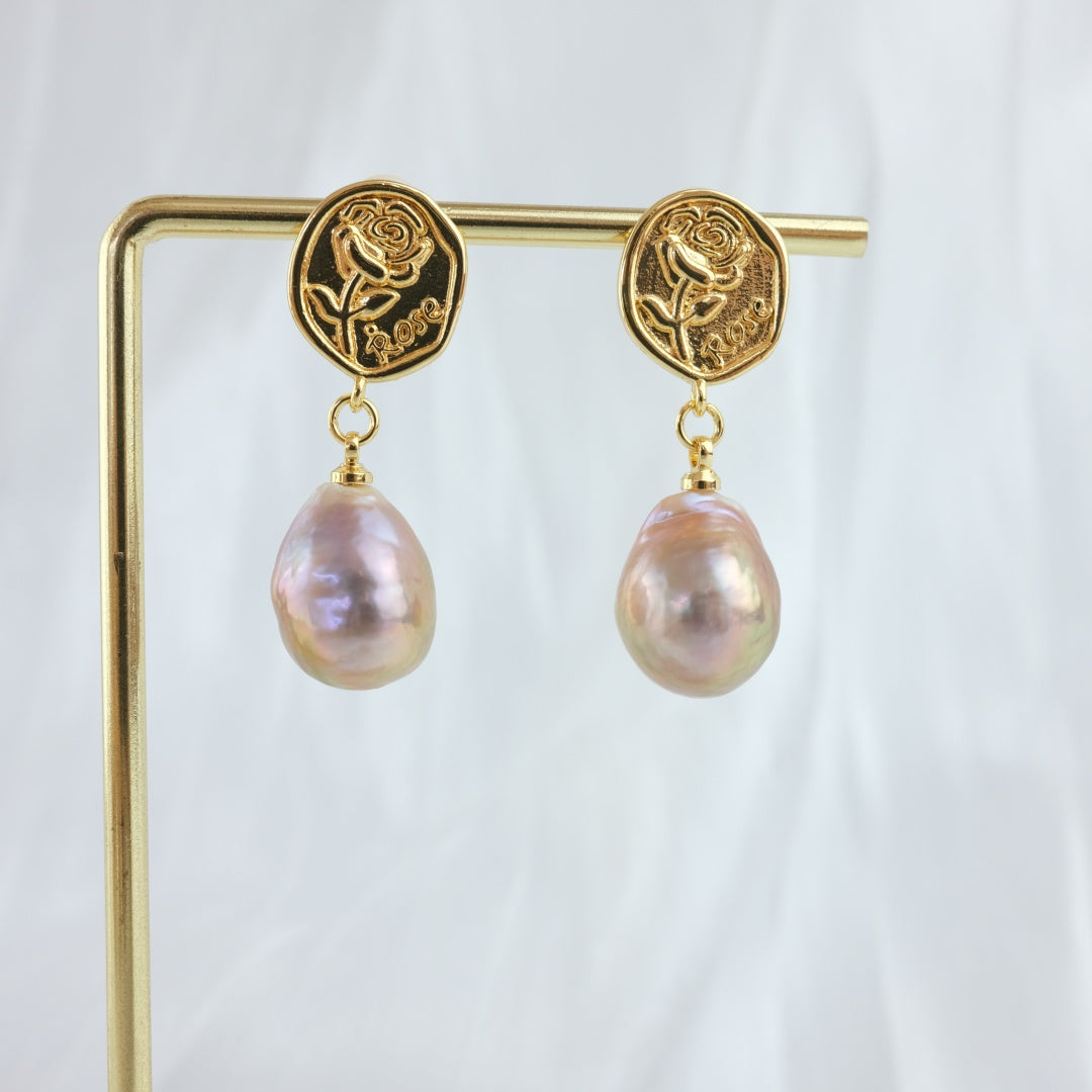 BAROQUE PEARL DROP EARRINGS - AVOCADO
