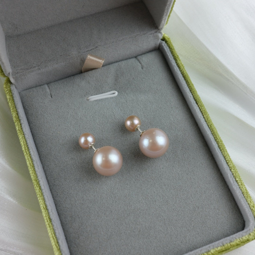 FRESHWATER PEARL FRONT & BACK DOUBLE  EARRINGS - AVA