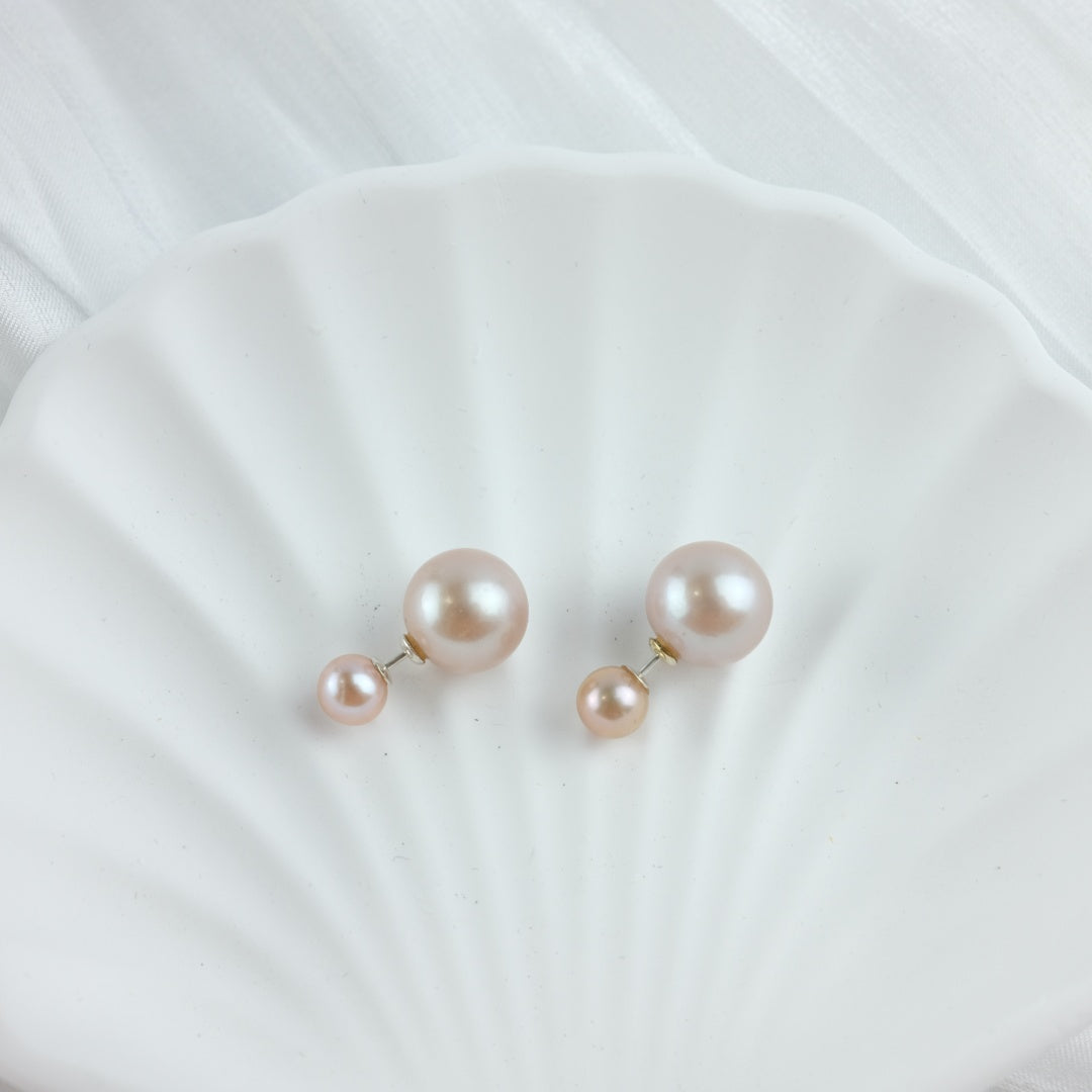 FRESHWATER PEARL FRONT & BACK DOUBLE  EARRINGS - AVA