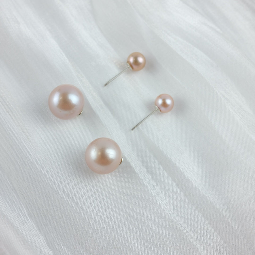 FRESHWATER PEARL FRONT & BACK DOUBLE  EARRINGS - AVA