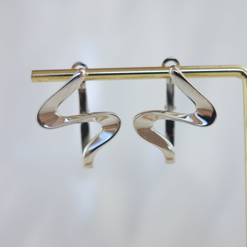 Wavy Earrings with  built-in ear backs - Wavelet
