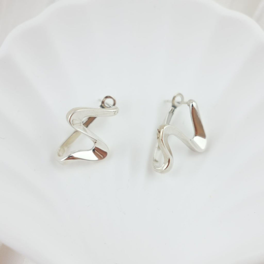 Wavy Earrings with  built-in ear backs - Wavelet