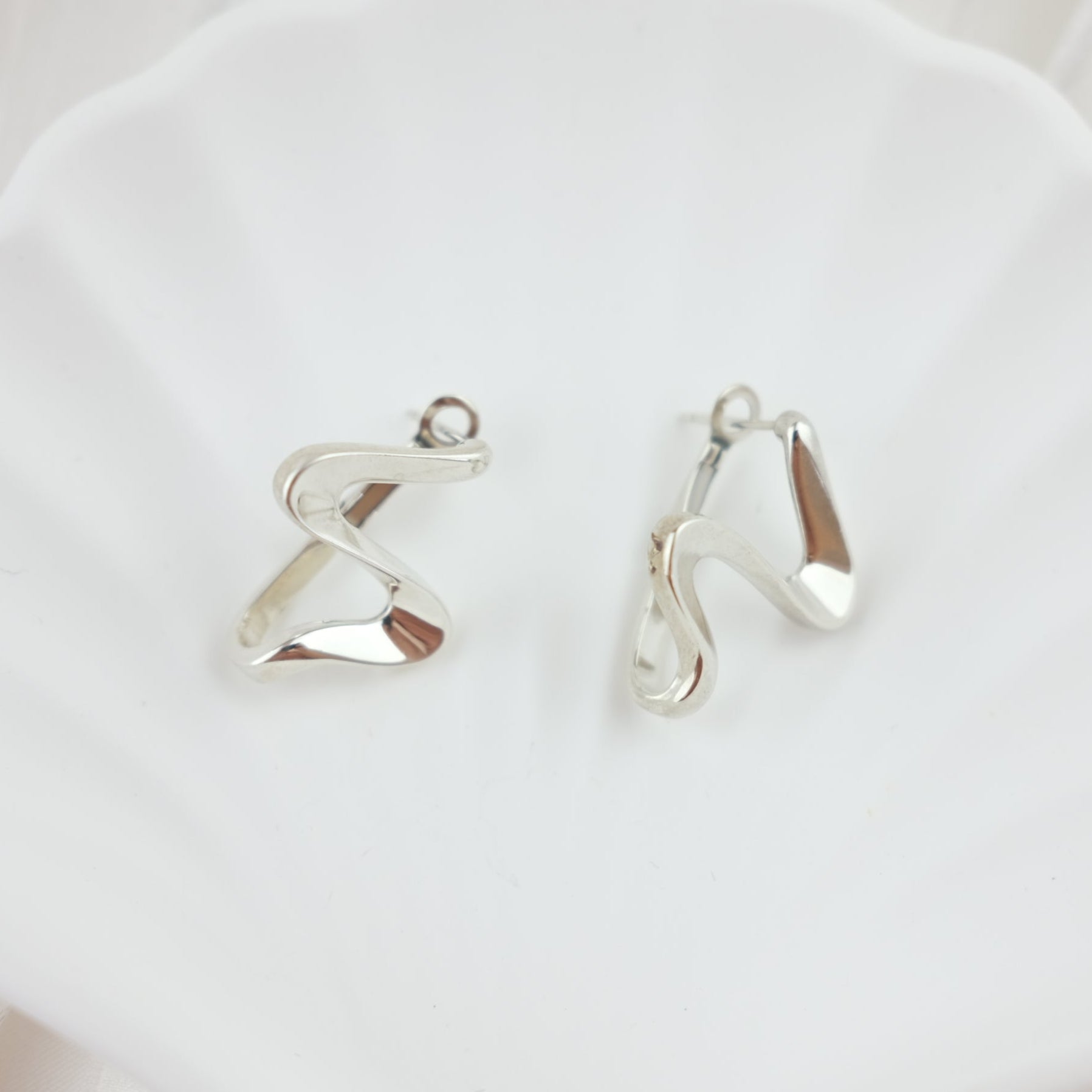 Wavy Earrings with  built-in ear backs - Wavelet