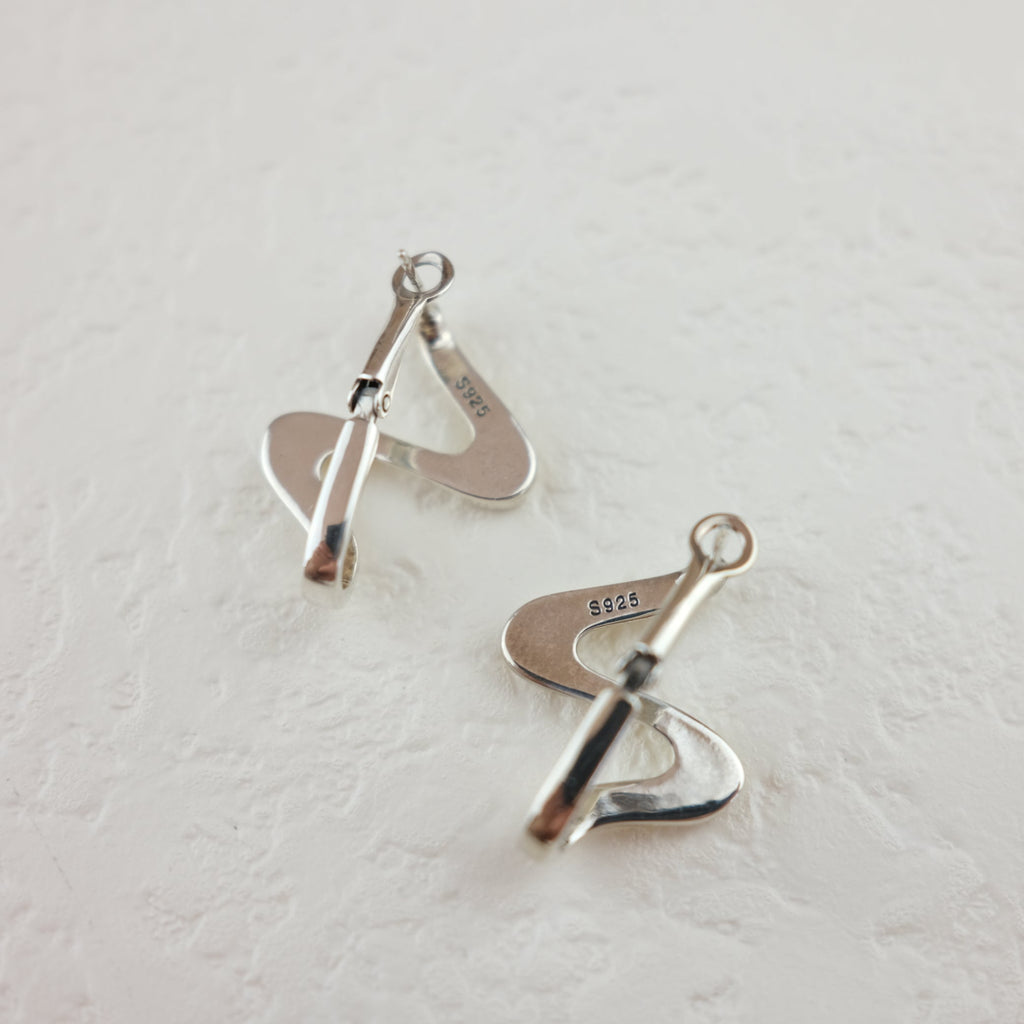 Wavy Earrings with  built-in ear backs - Wavelet
