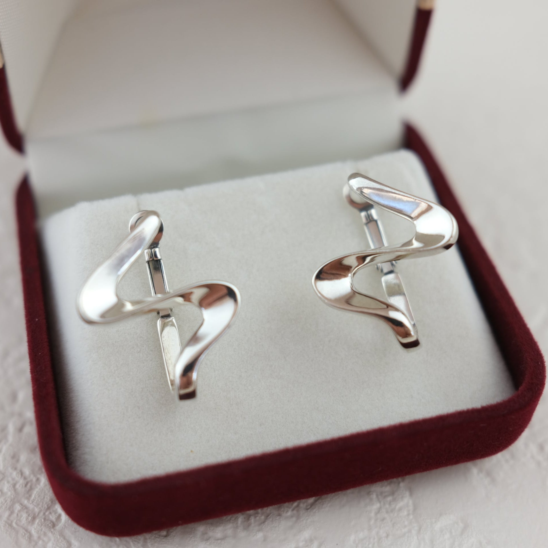 Wavy Earrings with  built-in ear backs - Wavelet