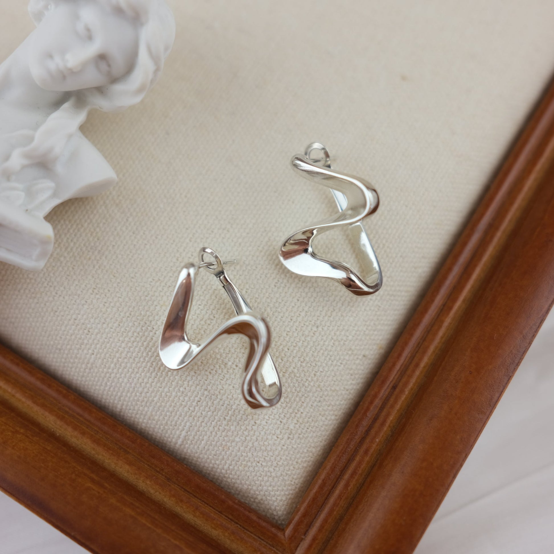 Wavy Earrings with  built-in ear backs - Wavelet