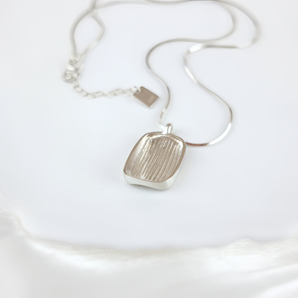 Sterling Silver Snake chain  with Square pendant - Mira