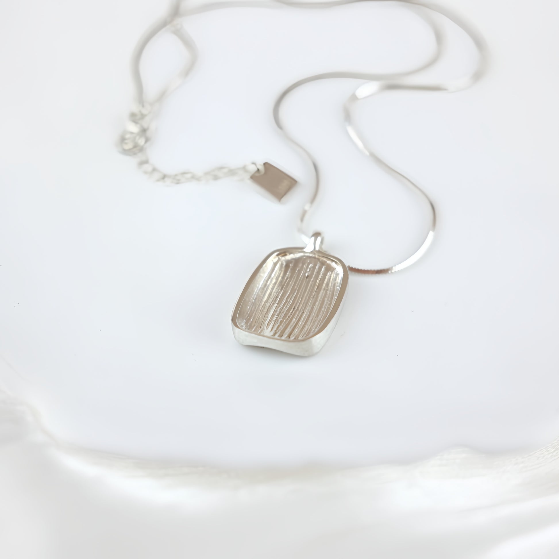 Sterling Silver Snake chain  with Square pendant - Mira