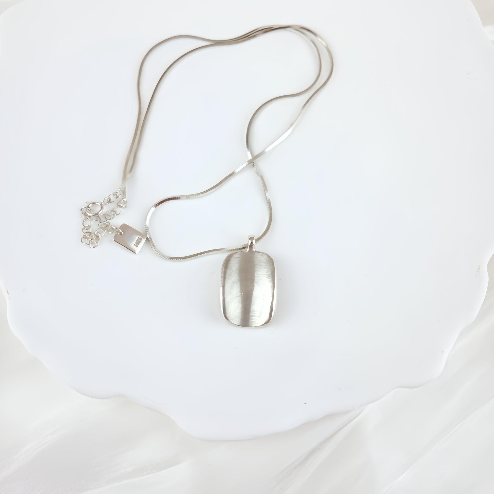 Sterling Silver Snake chain  with Square pendant - Mira