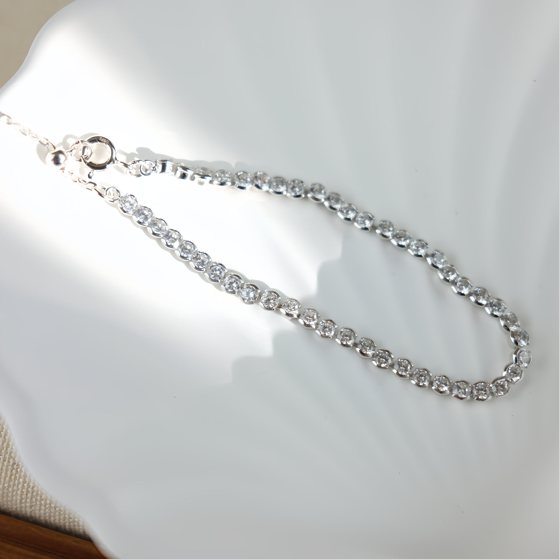 Sterling Silver Bubble Bracelet with Cubic Zirconia Accents - Celestia