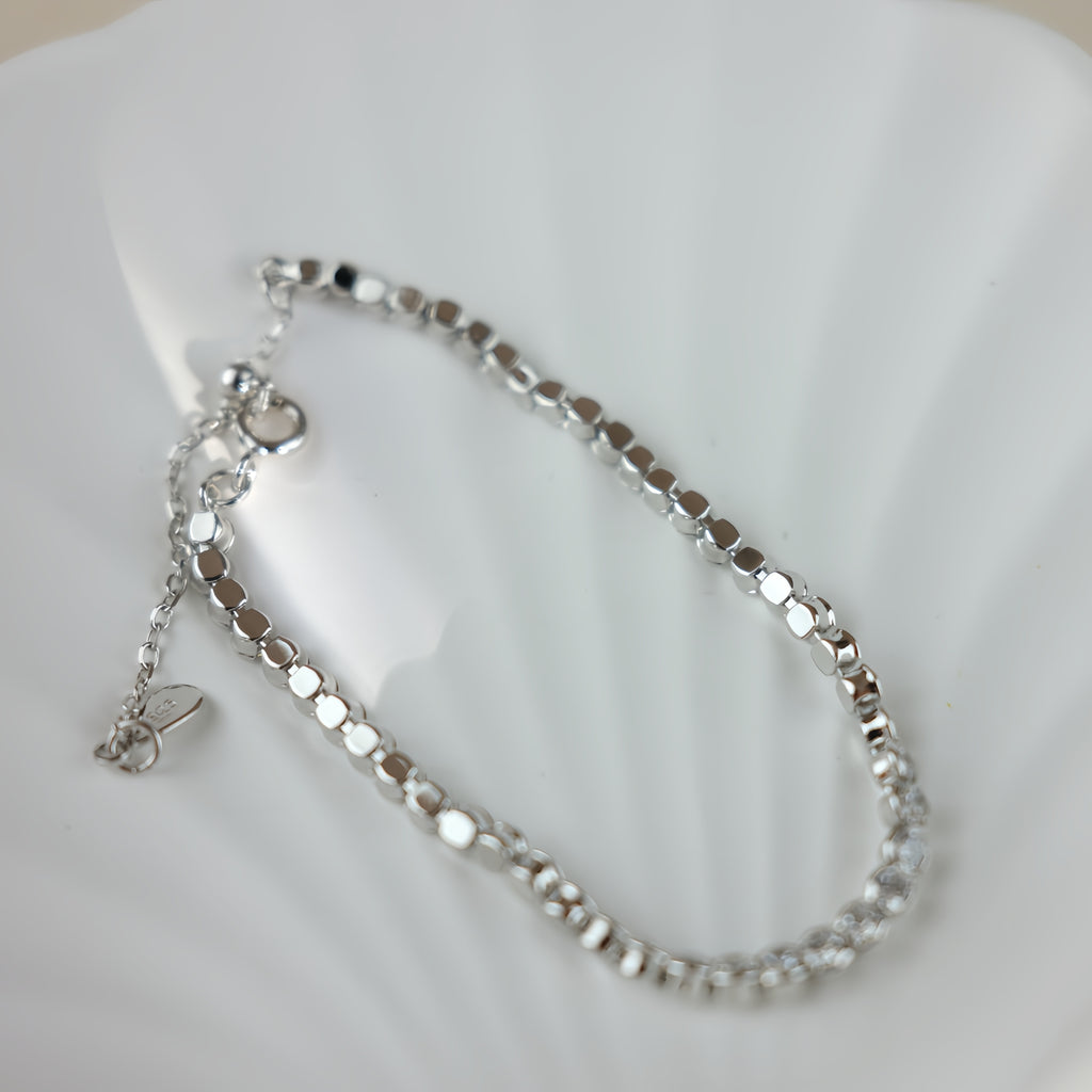 Sterling Silver Bubble Bracelet with Cubic Zirconia Accents - Celestia