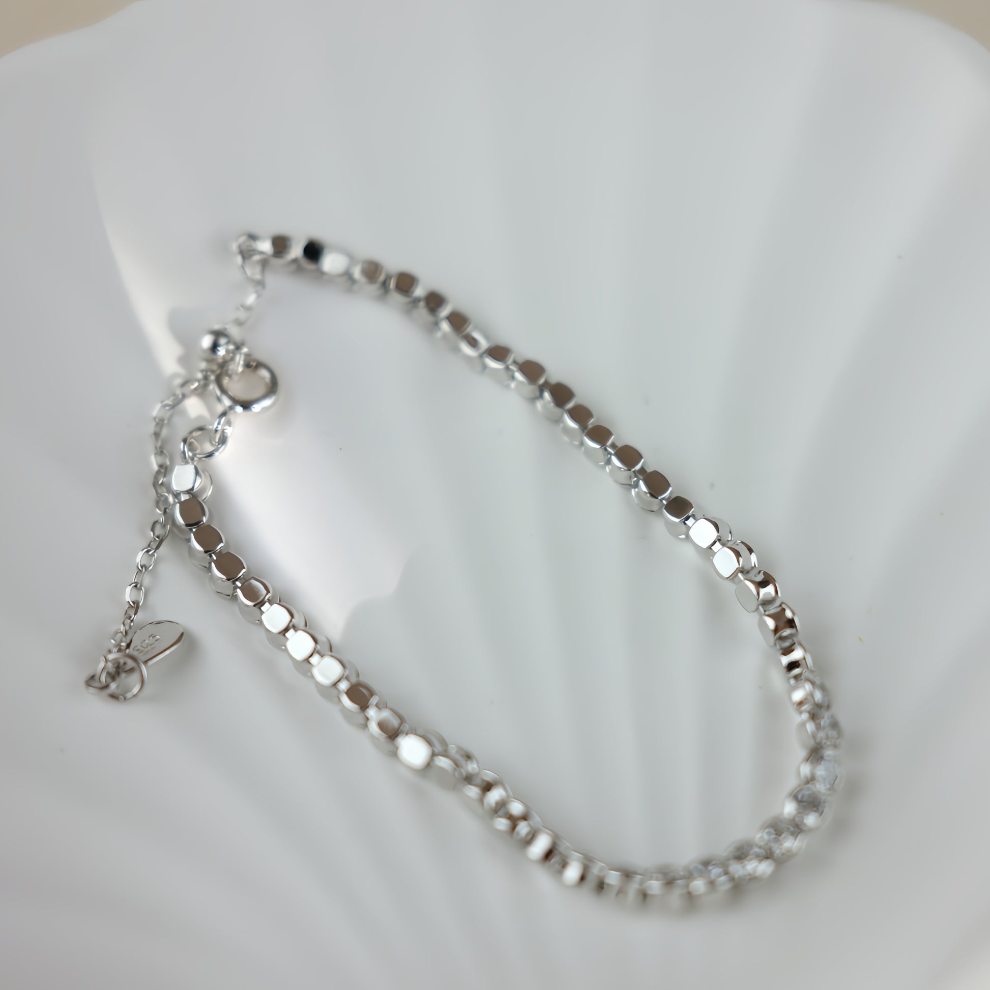 Sterling Silver Bubble Bracelet with Cubic Zirconia Accents - Celestia
