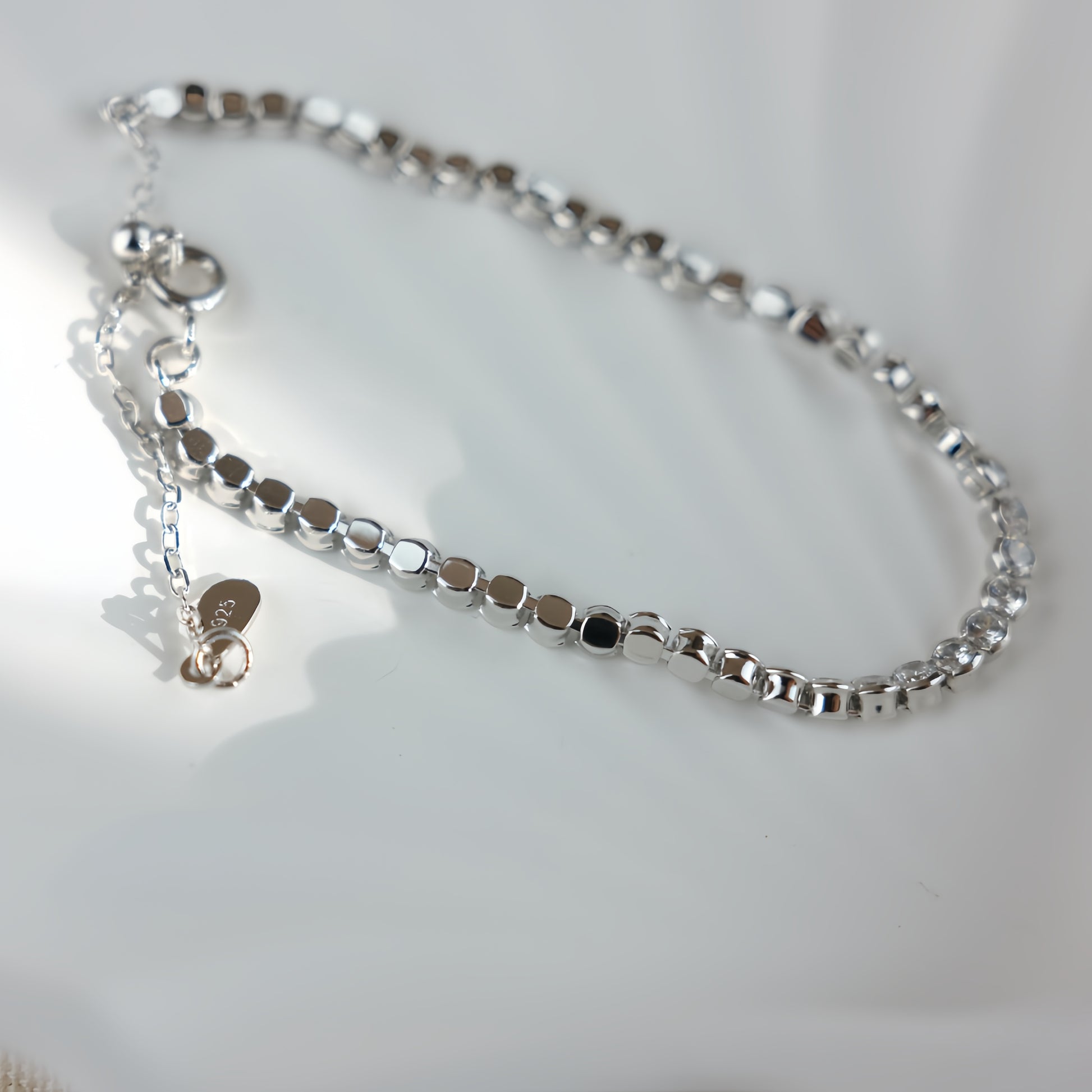 Sterling Silver Bubble Bracelet with Cubic Zirconia Accents - Celestia