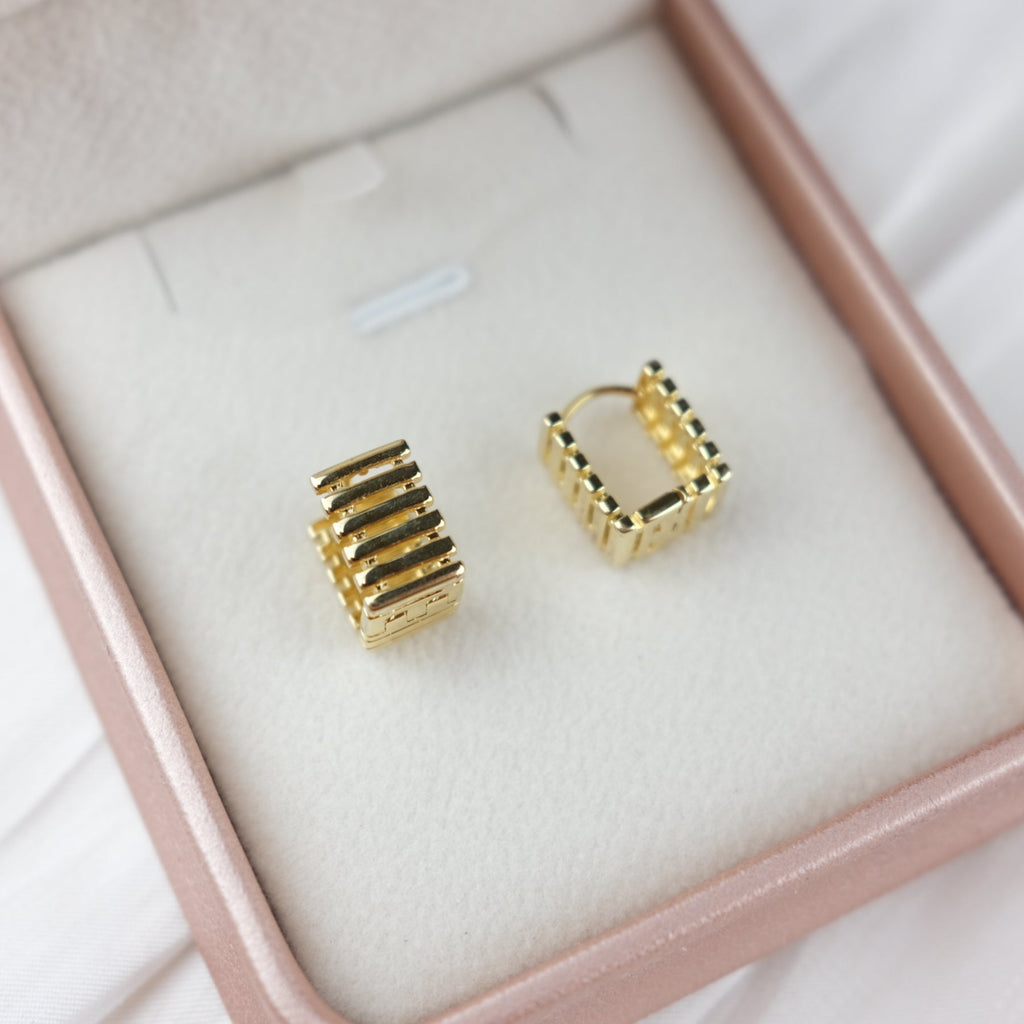 Striped Huggie Hoops - Kala