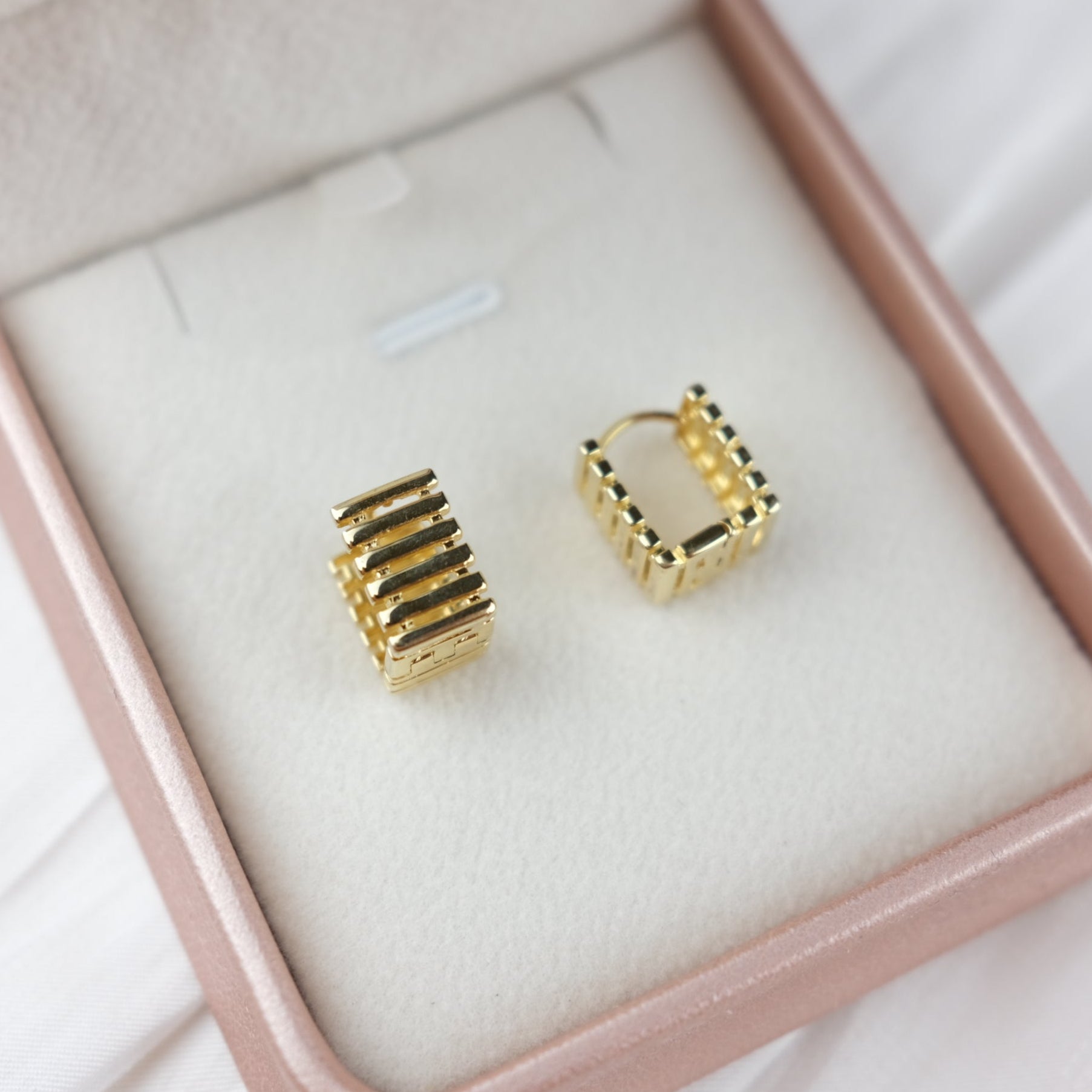Striped Huggie Hoops - Kala