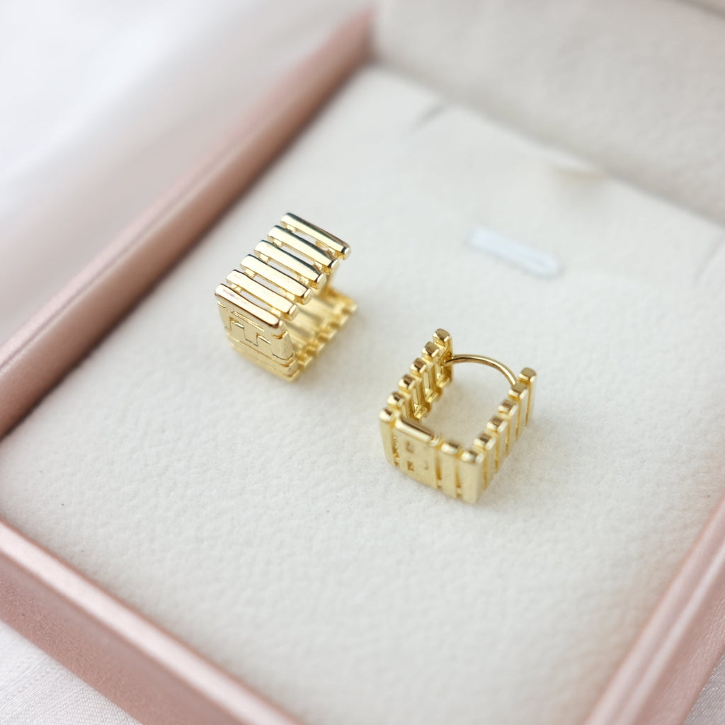 Striped Huggie Hoops - Kala